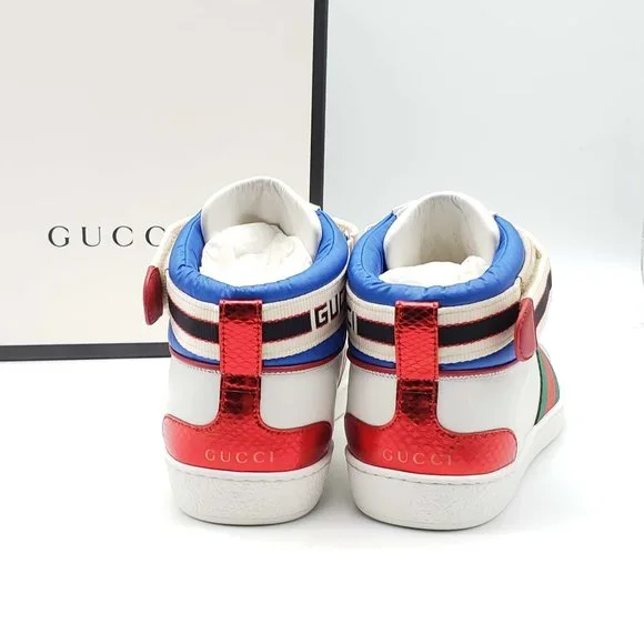 100% Authentic Gucci Ace Stripe High Top Sneaker Unisex - Picture 4 of 11